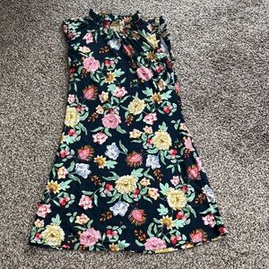 Tommy Hilfiger Navy Floral Midi Dress with Pink Yellow Green Accents